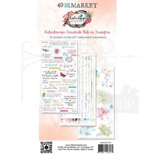 Rub-On Transfer 15x30 Kaleidoscope Essentials 3 arkusze KAL27181 49 and Market
