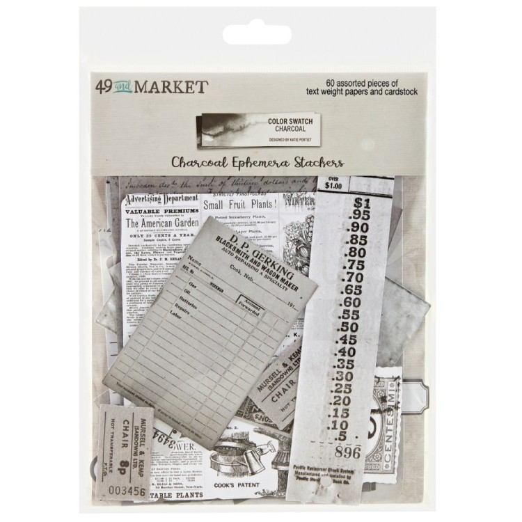 Ozdoby papierowe Color Swatch Charcoal Ephemera Stackers 60szt CCS27488 49 and Market
