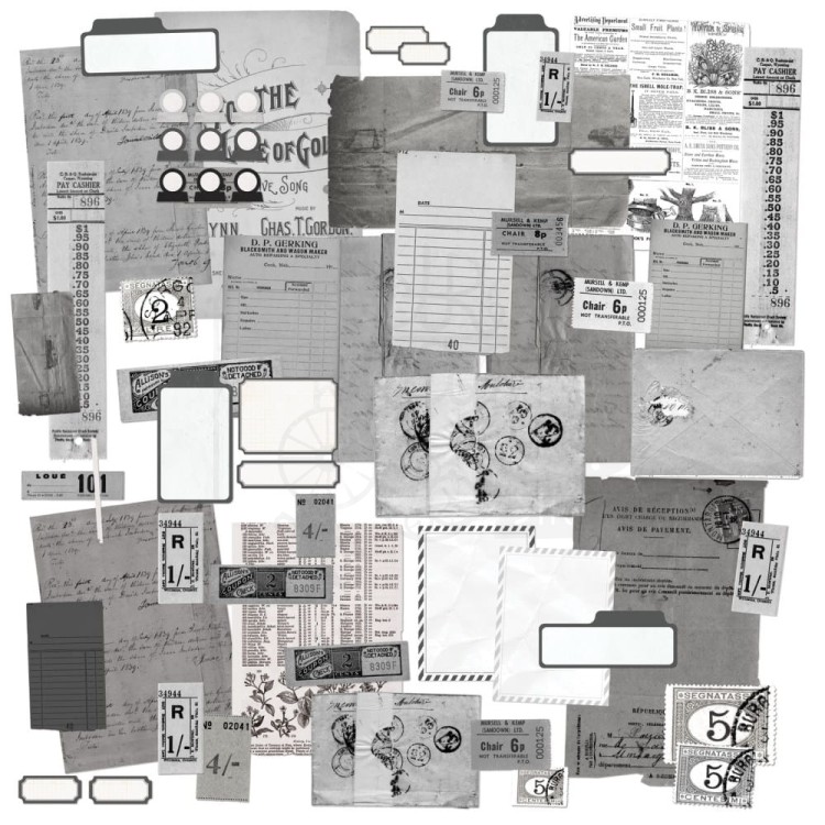 Ozdoby papierowe Color Swatch Charcoal Ephemera Stackers 60szt CCS27488 49 and Market