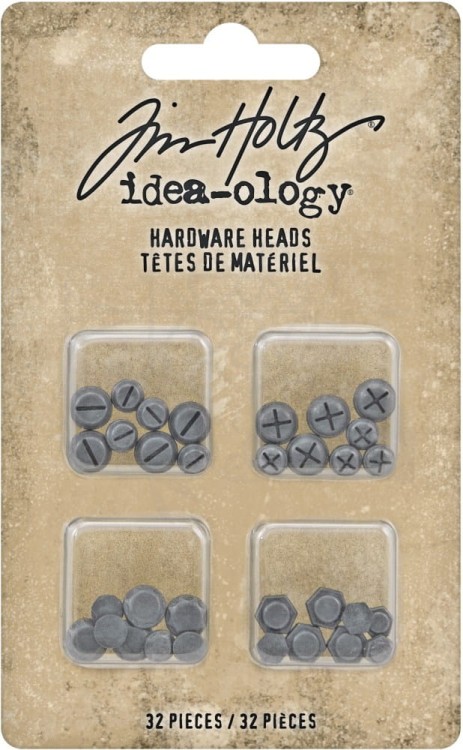 Ozdoby metalowe łby śrub Idea-Ology Metal Hardware Heads F 32szt TH93788 Tim Holtz