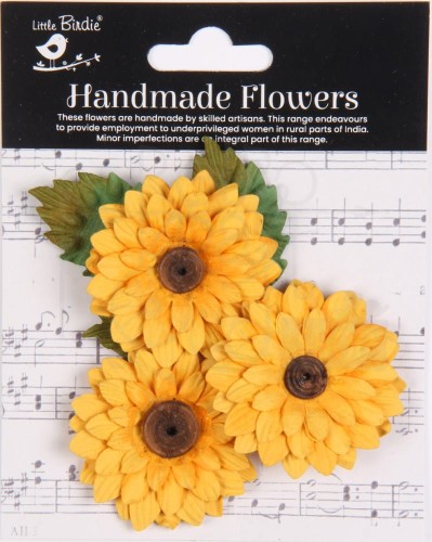 Kwiaty kwiatki papierowe Floral Embellishment Sunshine Sunflower 3szt CR94454 Little Birdie