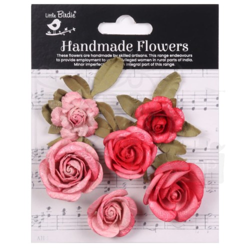 Kwiaty kwiatki papierowe Foina Paper Flowers Precious Pink 6szt CR94347 Little Birdie