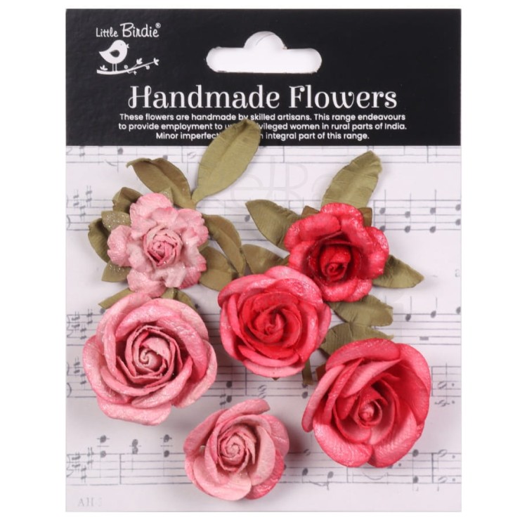 Kwiaty kwiatki papierowe Foina Paper Flowers Precious Pink 6szt CR94347 Little Birdie