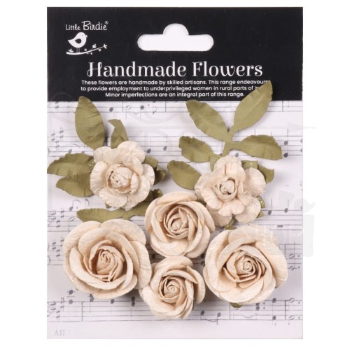 Kwiaty kwiatki papierowe Foina Paper Flowers Ivory Pearl 6szt CR94346 Little Birdie