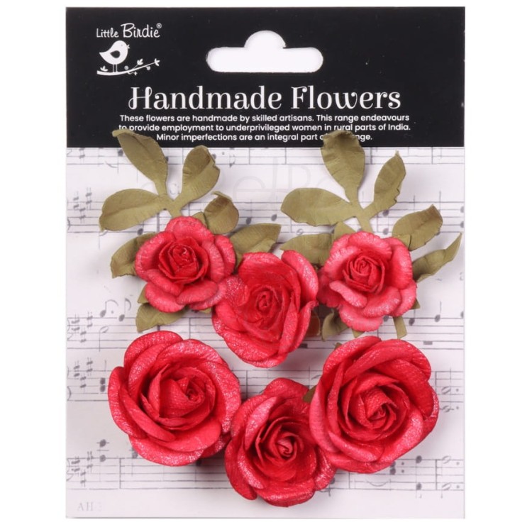 Kwiaty kwiatki papierowe Foina Paper Flowers Cardinal Red 6szt CR94345 Little Birdie