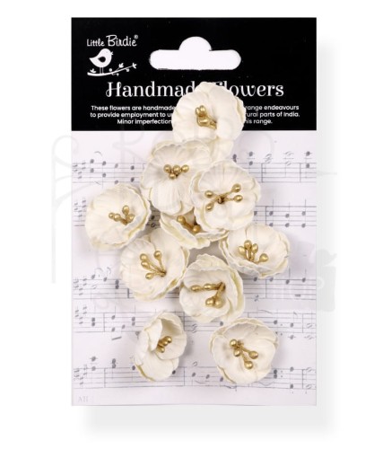Kwiaty kwiatki papierowe Embossed Daisies Ivory Pearl 12szt CR94314 Little Birdie