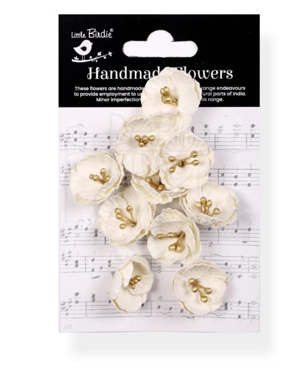 Kwiaty kwiatki papierowe Embossed Daisies Ivory Pearl 12szt CR94314 Little Birdie