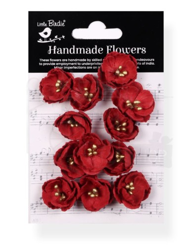 Kwiaty kwiatki papierowe Embossed Daisies Cardinal Red 12szt CR94313 Little Birdie