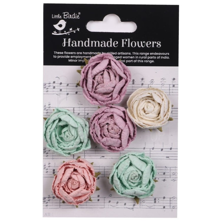 Kwiaty kwiatki papierowe English Roses Fairy Garden 6szt CR94308 Little Birdie