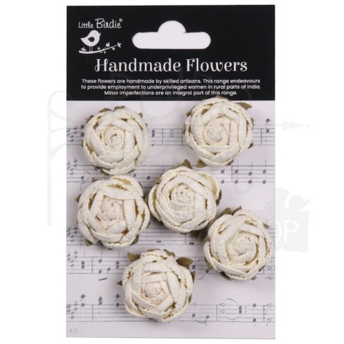 Kwiaty kwiatki papierowe English Roses Ivory Pearl 6szt CR94306 Little Birdie