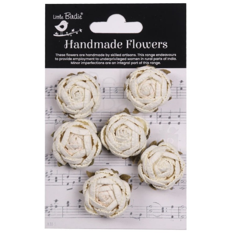Kwiaty kwiatki papierowe English Roses Ivory Pearl 6szt CR94306 Little Birdie