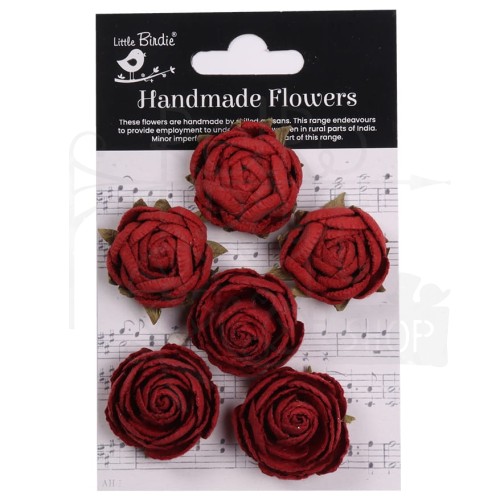 Kwiaty kwiatki papierowe English Roses Cardinal Red 6szt CR94305 Little Birdie