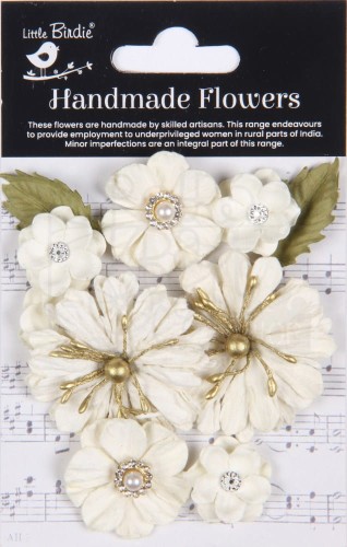 Kwiaty kwiatki papierowe Liora Paper Flowers Ivory Pearl 10szt CR94290 Little Birdie