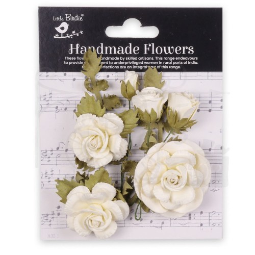 Kwiaty kwiatki papierowe Vida Paper Flowers Ivory Pearl 8szt CR94278 Little Birdie