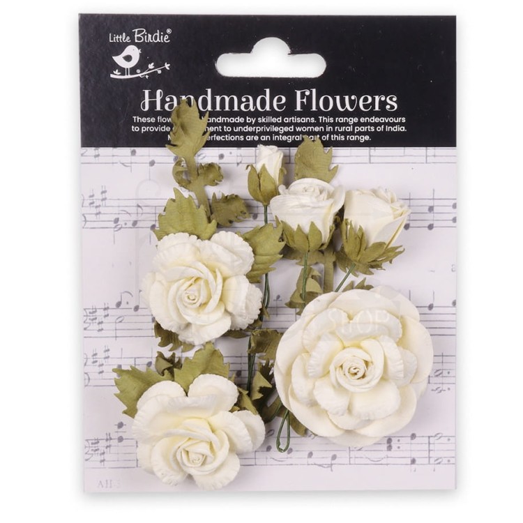 Kwiaty kwiatki papierowe Vida Paper Flowers Ivory Pearl 8szt CR94278 Little Birdie