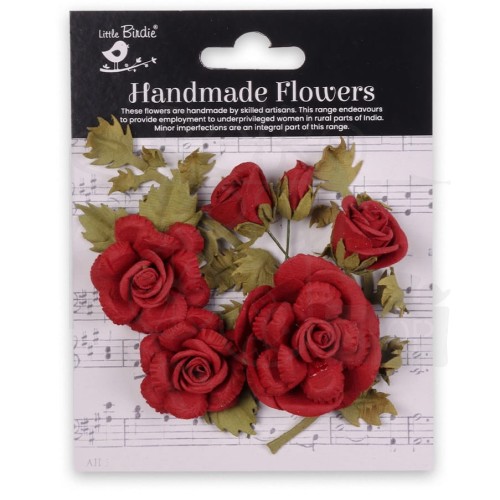 Kwiaty kwiatki papierowe Vida Paper Flowers Cardinal Red 8szt CR94277 Little Birdie