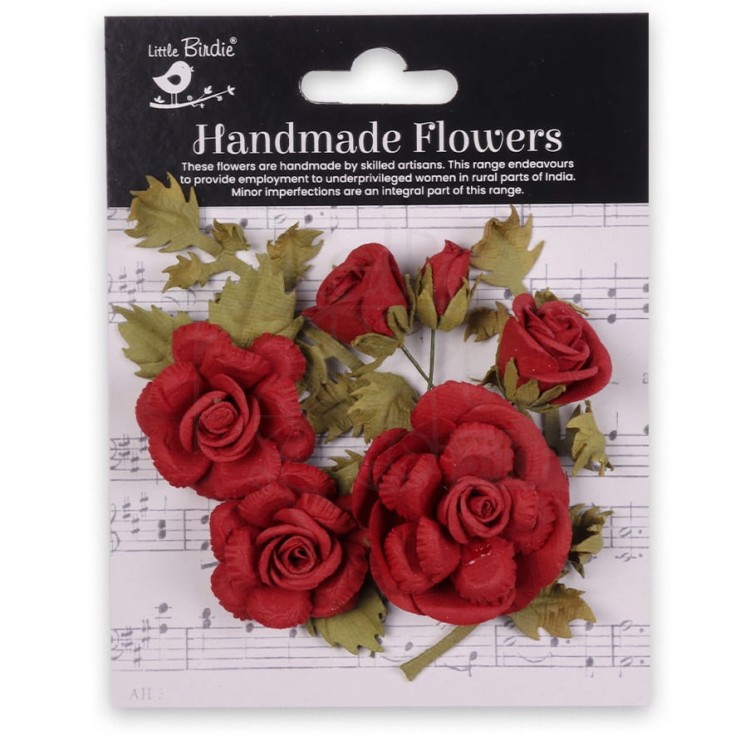 Kwiaty kwiatki papierowe Vida Paper Flowers Cardinal Red 8szt CR94277 Little Birdie