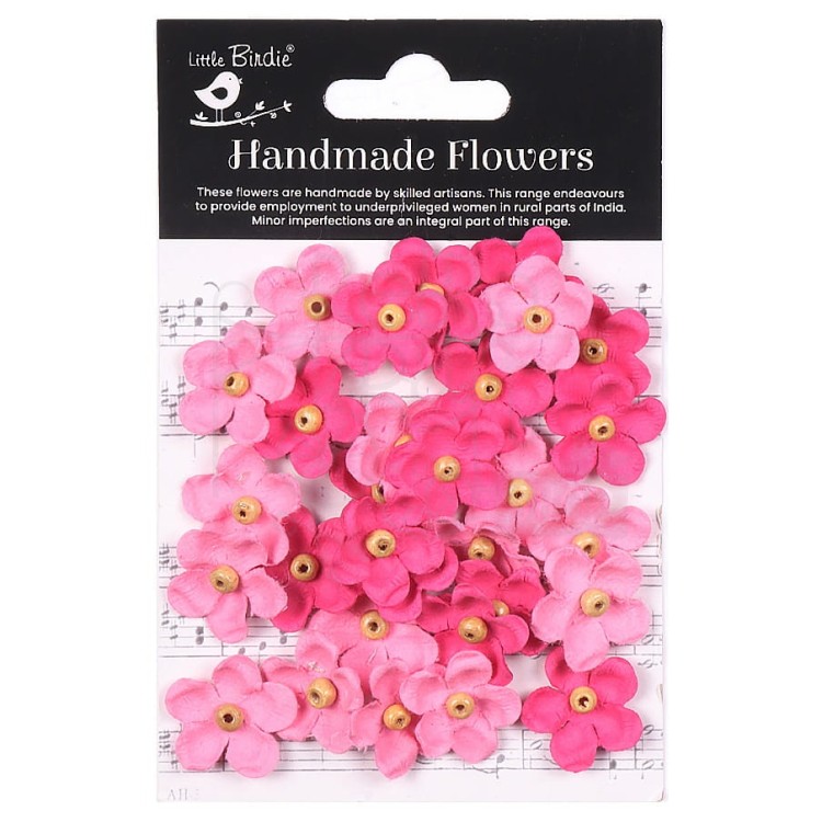Kwiaty kwiatki papierowe Beaded Blooms Paper Flowers Precious Pink 30szt CR94206 Little Birdie