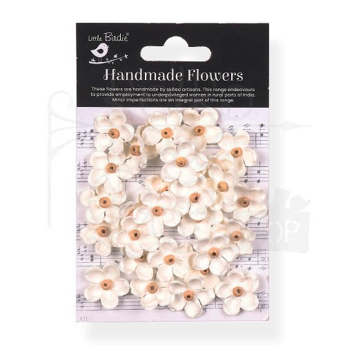 Kwiaty kwiatki papierowe Beaded Blooms Paper Flowers Ivory Pearl 30szt CR94205 Little Birdie