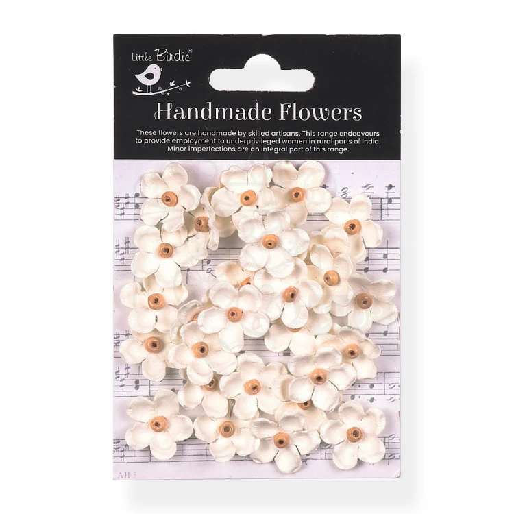 Kwiaty kwiatki papierowe Beaded Blooms Paper Flowers Ivory Pearl 30szt CR94205 Little Birdie