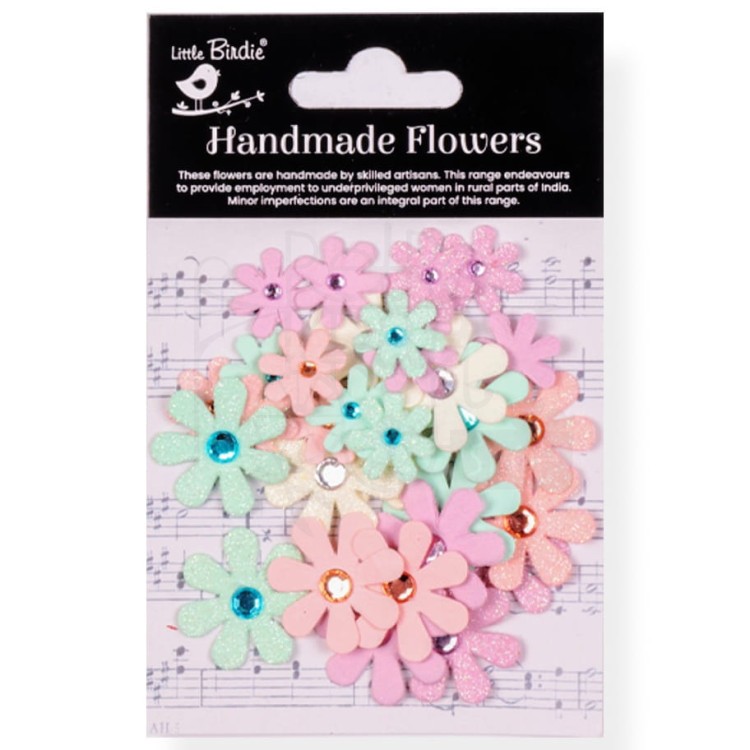 Kwiaty kwiatki papierowe Sparkle Florettes Paper Flowers Fairy Garden 30szt CR94199 Little Birdie