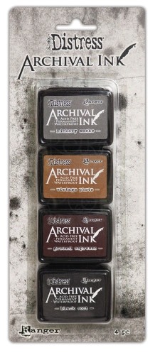 Zestaw 4 tuszów Tim Holtz Distress Archival Mini Ink - Kit 3 AITK 64848 Ranger