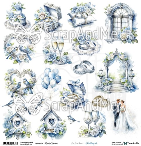 Papier do scrapbookingu 30x30 elementy do wycięcia Wedding 4 ScrapAndMe