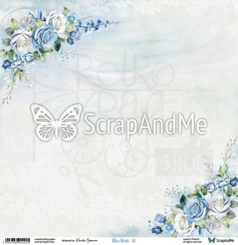 Papier do scrapbookingu 30x30 Blue Roses 01/02 ScrapAndMe