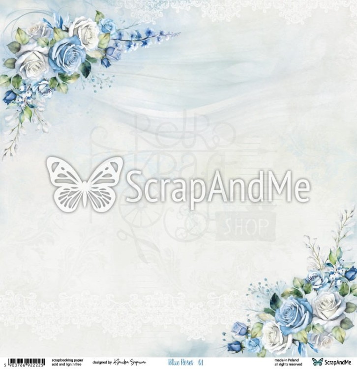 Papier do scrapbookingu 30x30 Blue Roses 01/02 ScrapAndMe