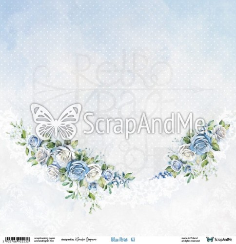 Papier do scrapbookingu 30x30 Blue Roses 03/04 ScrapAndMe