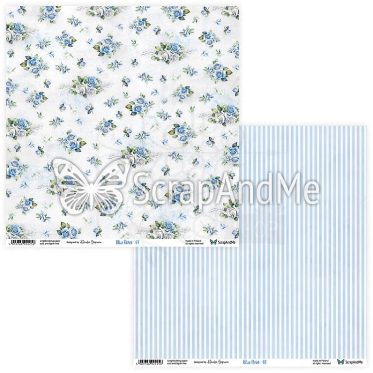 Papier do scrapbookingu 30x30 Blue Roses 07/08 ScrapAndMe