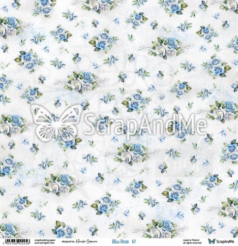 Papier do scrapbookingu 30x30 Blue Roses 07/08 ScrapAndMe