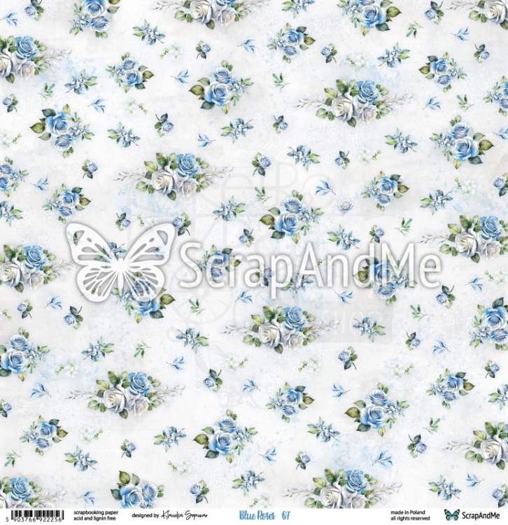 Papier do scrapbookingu 30x30 Blue Roses 07/08 ScrapAndMe