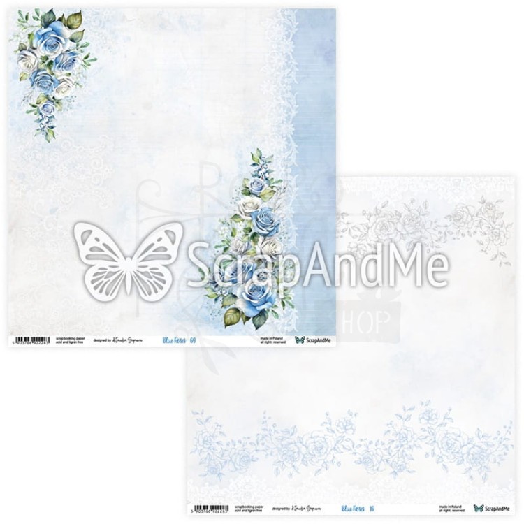 Papier do scrapbookingu 30x30 Blue Roses 09/10 ScrapAndMe