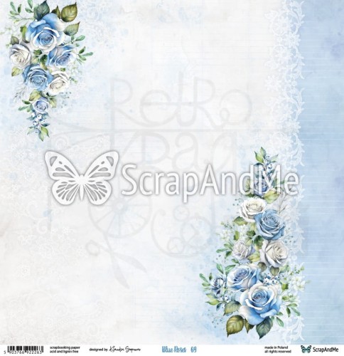 Papier do scrapbookingu 30x30 Blue Roses 09/10 ScrapAndMe