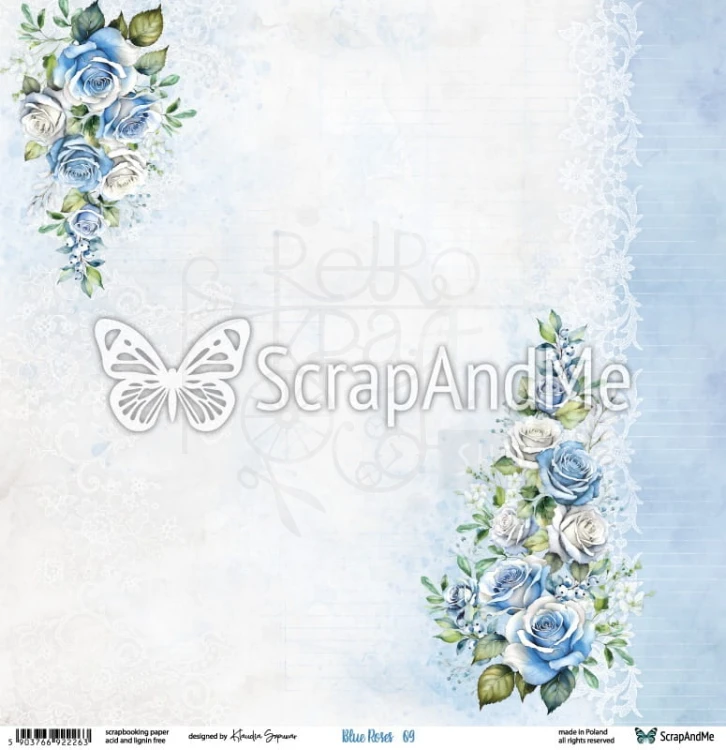 Papier do scrapbookingu 30x30 Blue Roses 09/10 ScrapAndMe