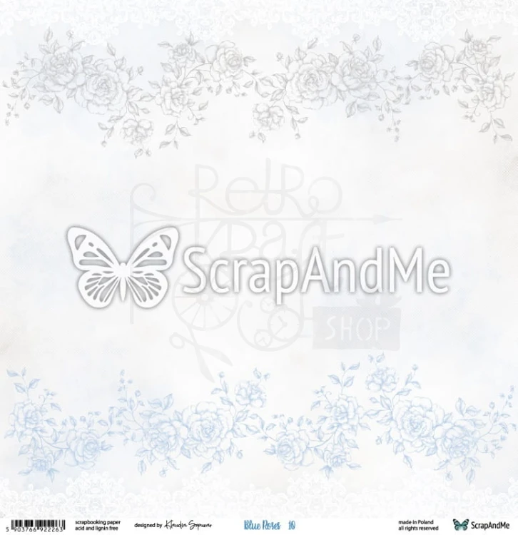 Papier do scrapbookingu 30x30 Blue Roses 09/10 ScrapAndMe