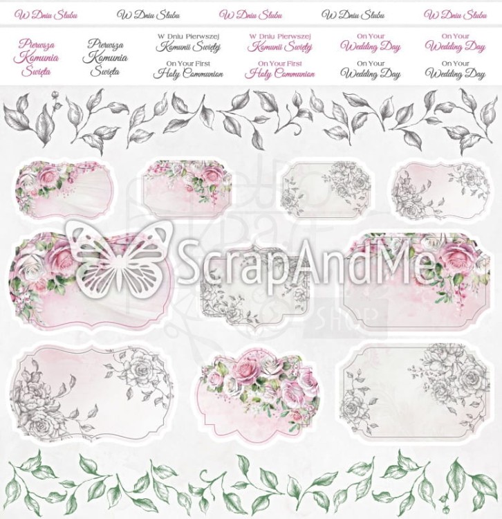 Zestaw papierów do scrapbookingu 30x30 Pink Roses ScrapAndMe