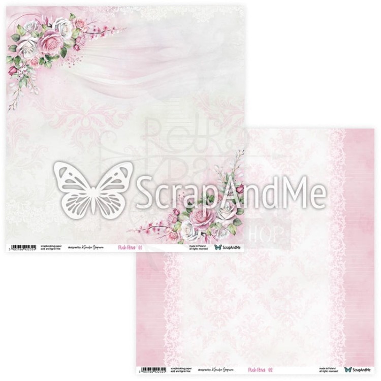 Papier do scrapbookingu 30x30 Pink Roses 01/02 ScrapAndMe