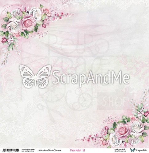 Papier do scrapbookingu 30x30 Pink Roses 01/02 ScrapAndMe