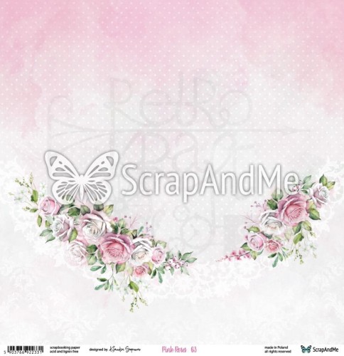 Papier do scrapbookingu 30x30 Pink Roses 03/04 ScrapAndMe