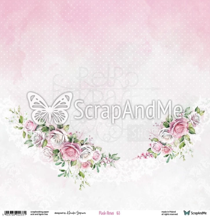 Papier do scrapbookingu 30x30 Pink Roses 03/04 ScrapAndMe
