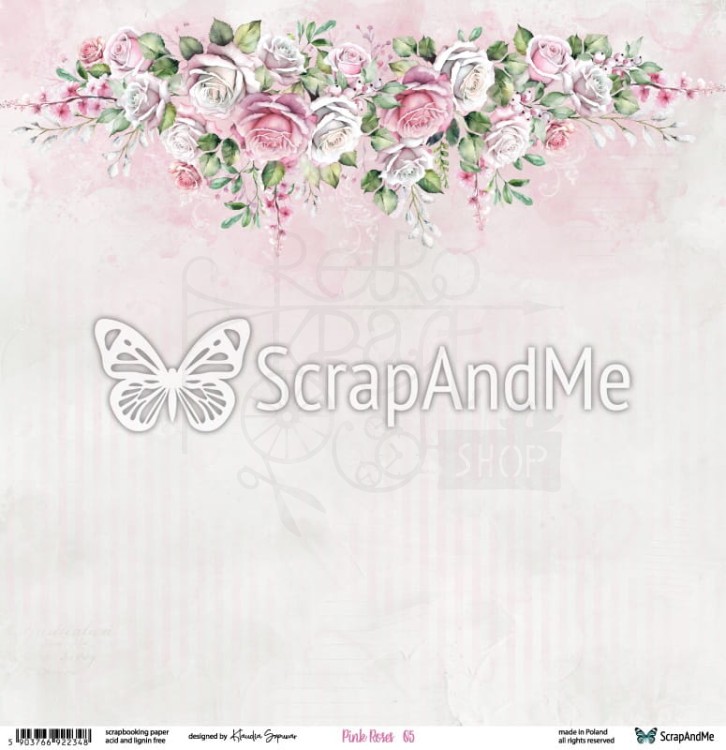 Papier do scrapbookingu 30x30 Pink Roses 05/06 ScrapAndMe
