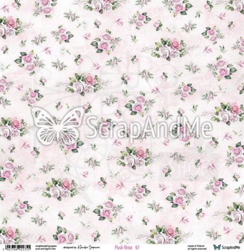 Papier do scrapbookingu 30x30 Pink Roses 07/08 ScrapAndMe