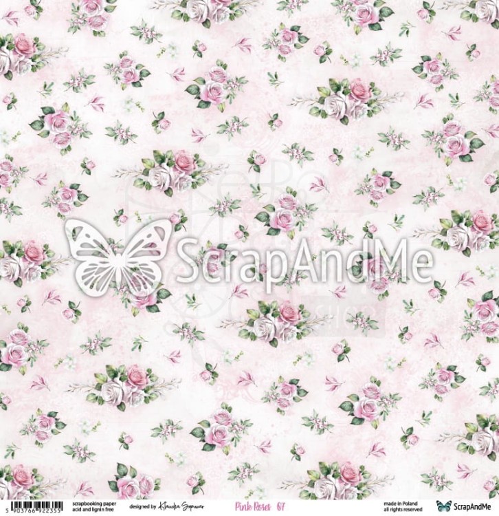 Papier do scrapbookingu 30x30 Pink Roses 07/08 ScrapAndMe