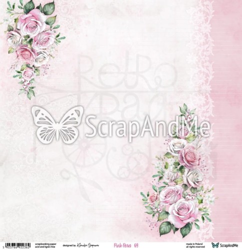 Papier do scrapbookingu 30x30 Pink Roses 09/10 ScrapAndMe