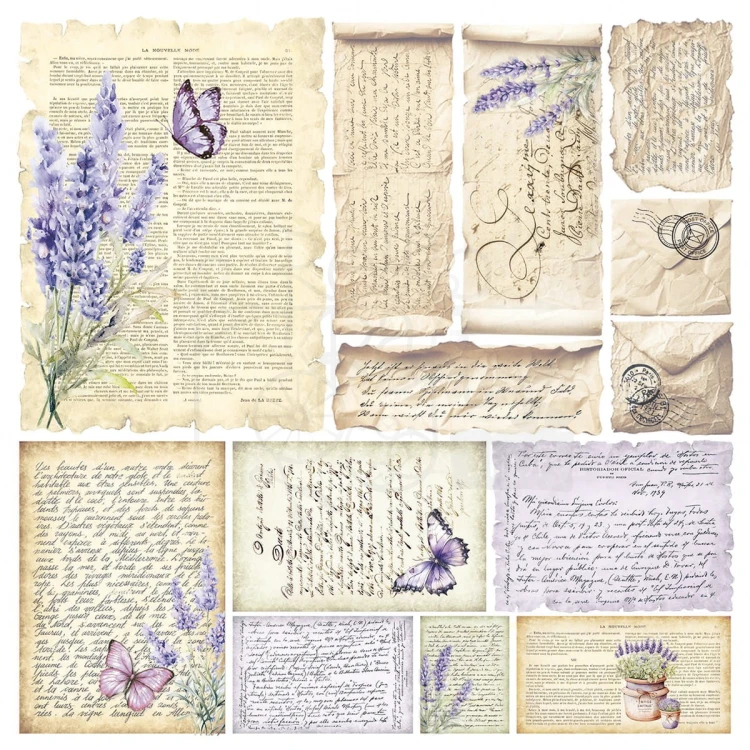 Zestaw papierów welinowych kalki 15x15cm Morning In Provence 6szt CBVQ013 Ciao Bella