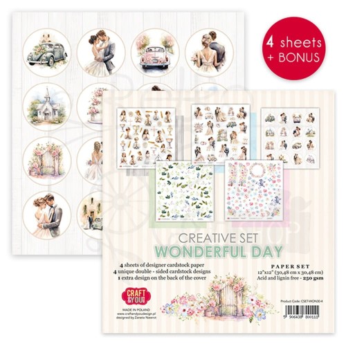 Kreatywny zestaw papierów do scrapbookingu 30x30 Wonderful Day elementy do wycięcia CSET-WON30-4 Craft&amp;You Design