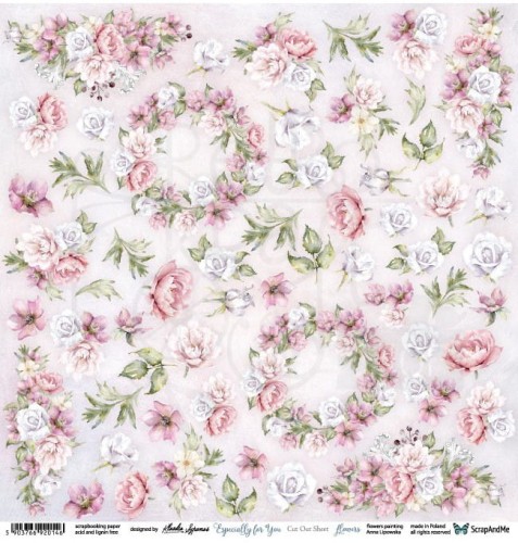 Papier do scrapbookingu 30x30 elementy do wycięcia Especially for You - Flowers ScrapAndMe
