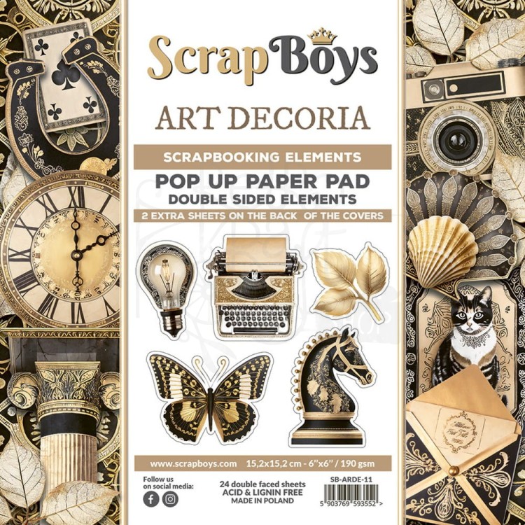 Zestaw papierów 15x15 z elementami do wycięcia Pop-up Art Decoria SB-ARDE-11 ScrapBoys
